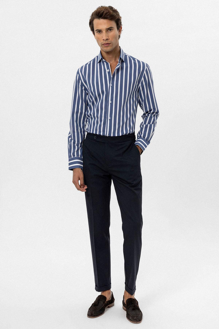 ANT Antioch Indigo Slim Fit Striped Men's Shirt - Saltillo