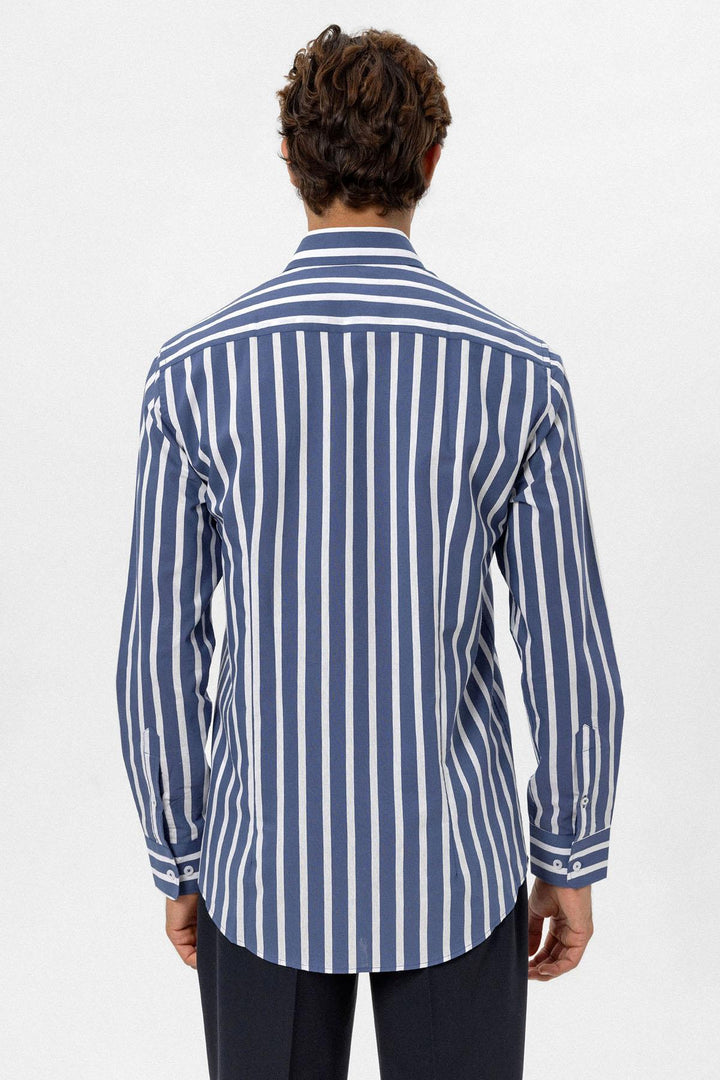 ANT Antioch Indigo Slim Fit Striped Men's Shirt - Moore