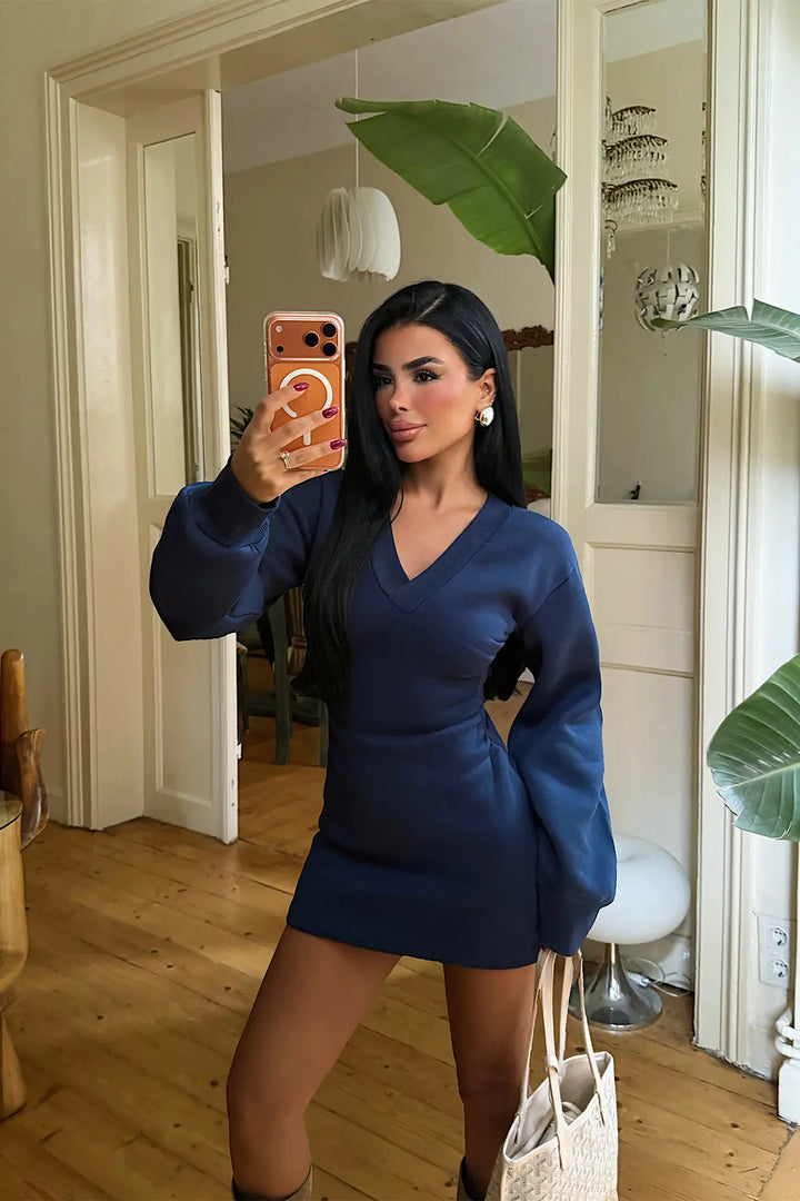 EYY Women Indigo V-Neck Mini Dress - Kirchheim unter Teck