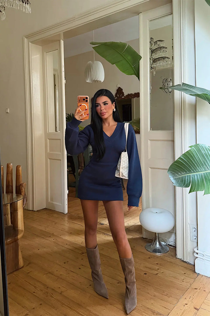 EYY Women Indigo V-Neck Mini Dress - Kirchheim unter Teck