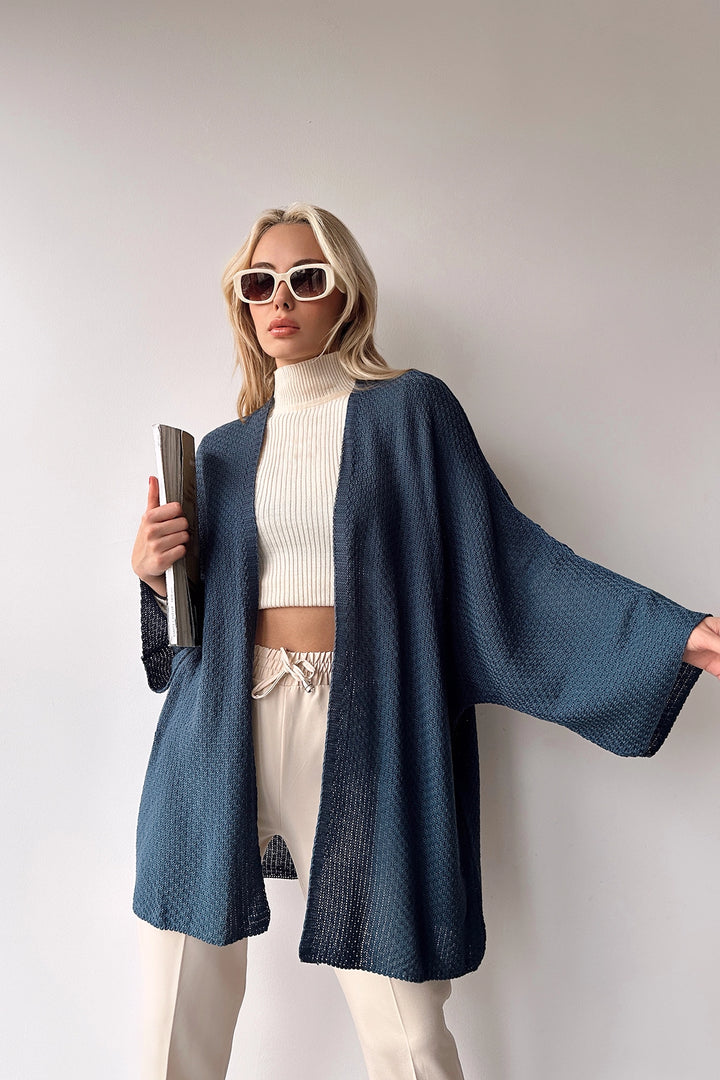 Indigo Batwing Loose Knit Cardigan BC231018 - Toulon
