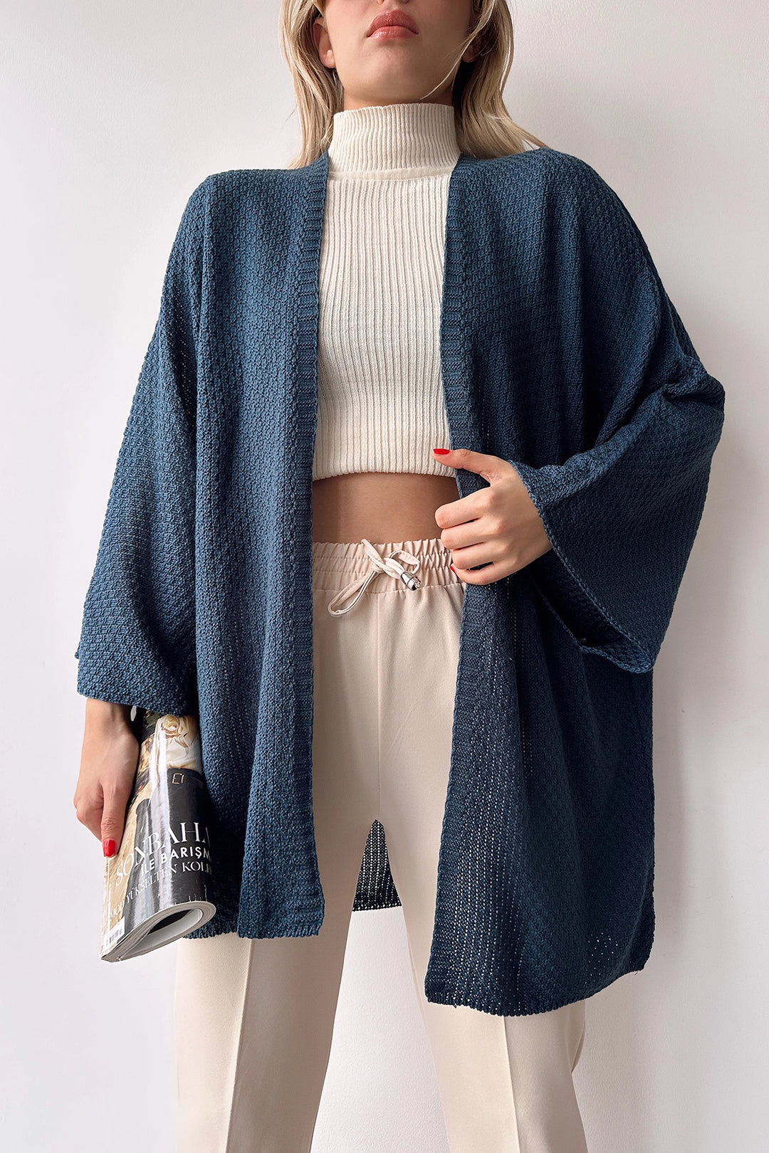 Indigo Batwing Loose Knit Cardigan BC231018 - Toulon