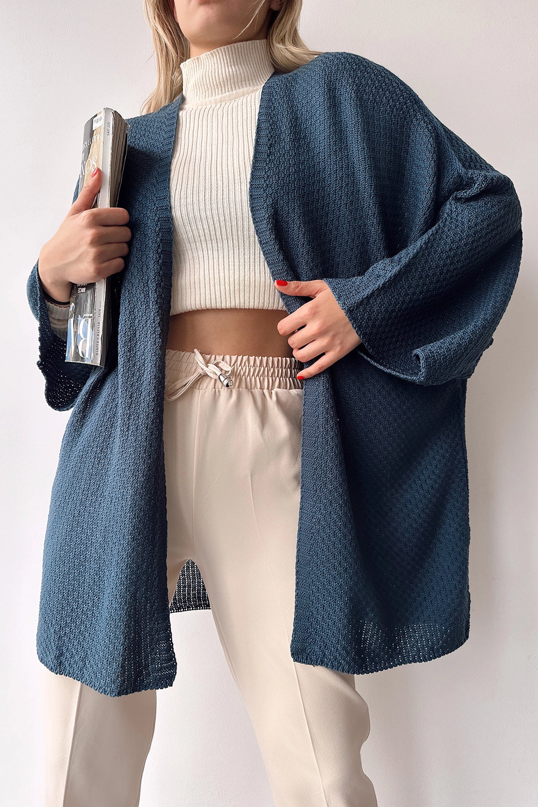Indigo Batwing Loose Knit Cardigan BC231018 - Toulon