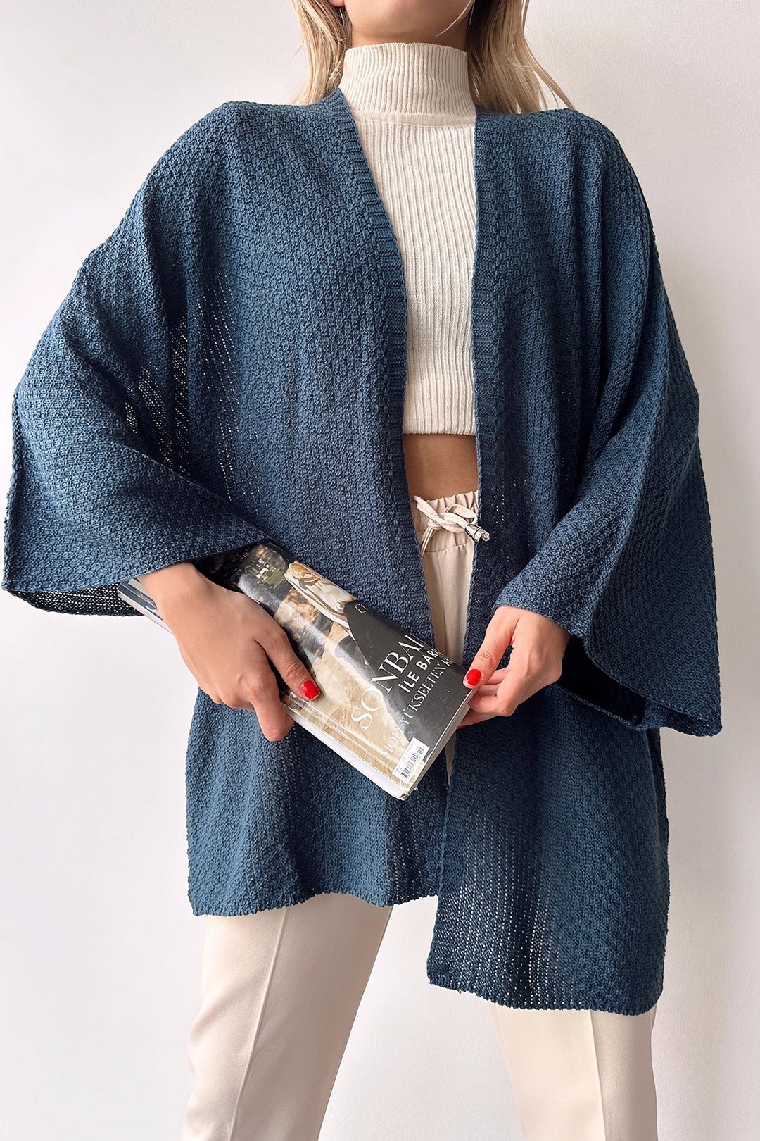 Indigo Batwing Loose Knit Cardigan BC231018 - Toulon