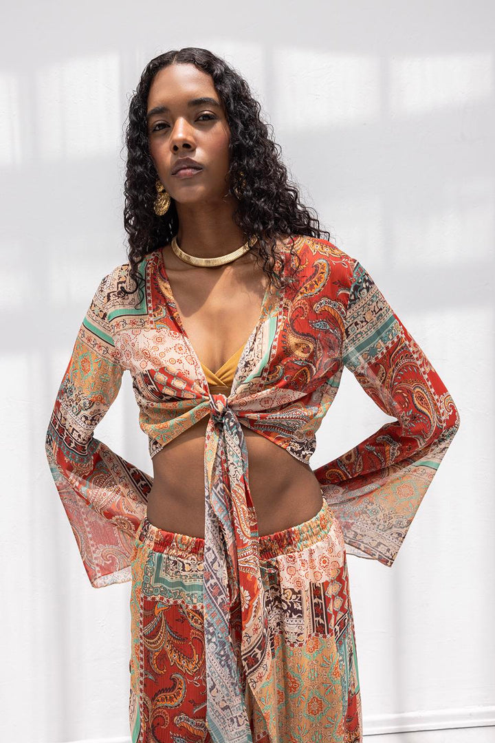 BSL Women Spanish Sleeve Tie Blouse - Bitterfeld