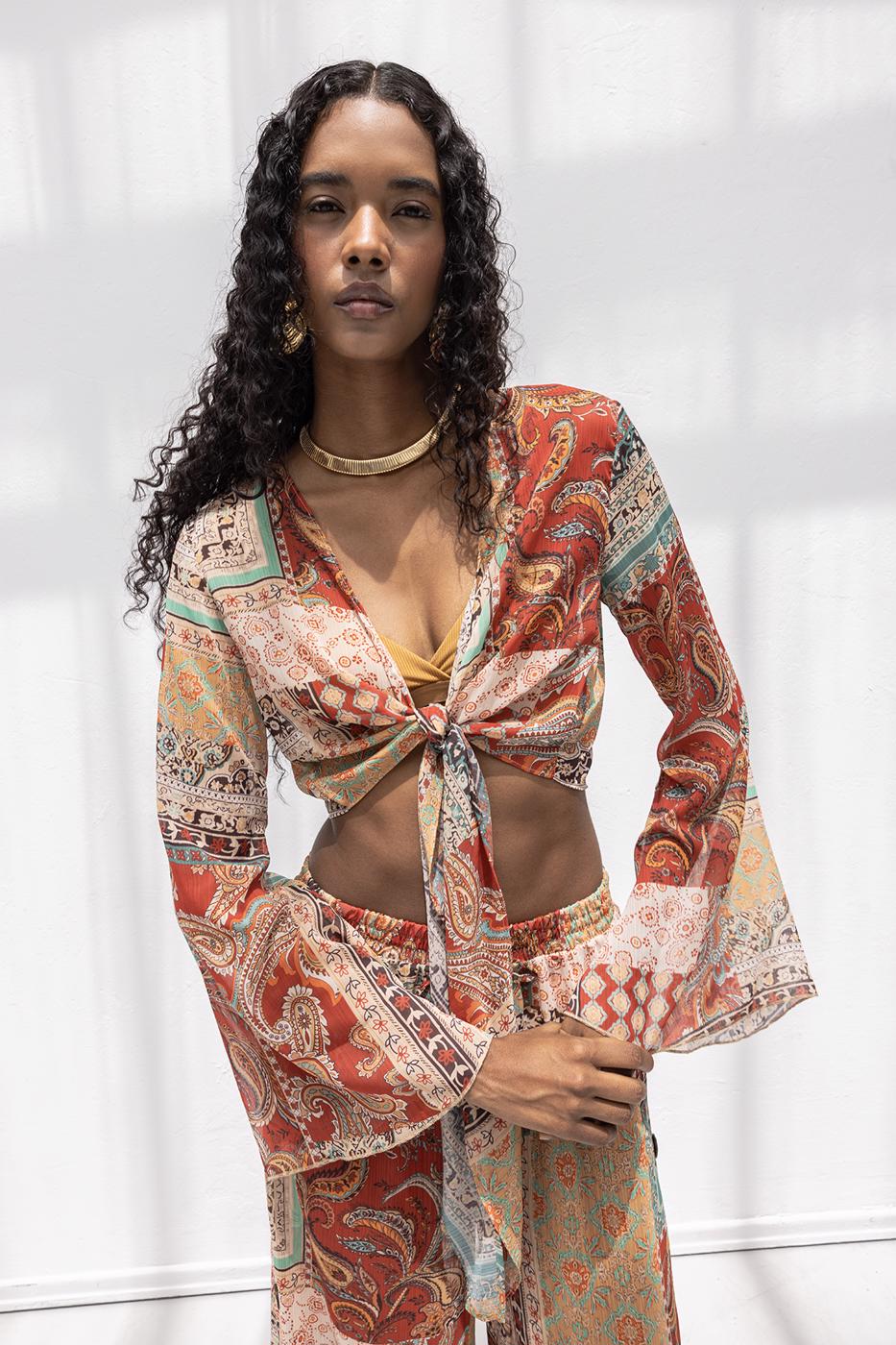BSL Women Spanish Sleeve Tie Blouse - Bitterfeld