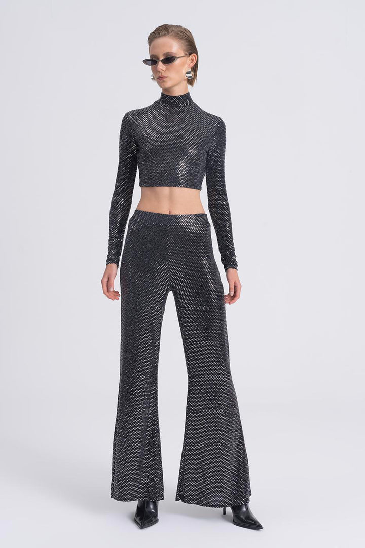 BSL Women Flare Leg Sequined Trousers - Hillsboro