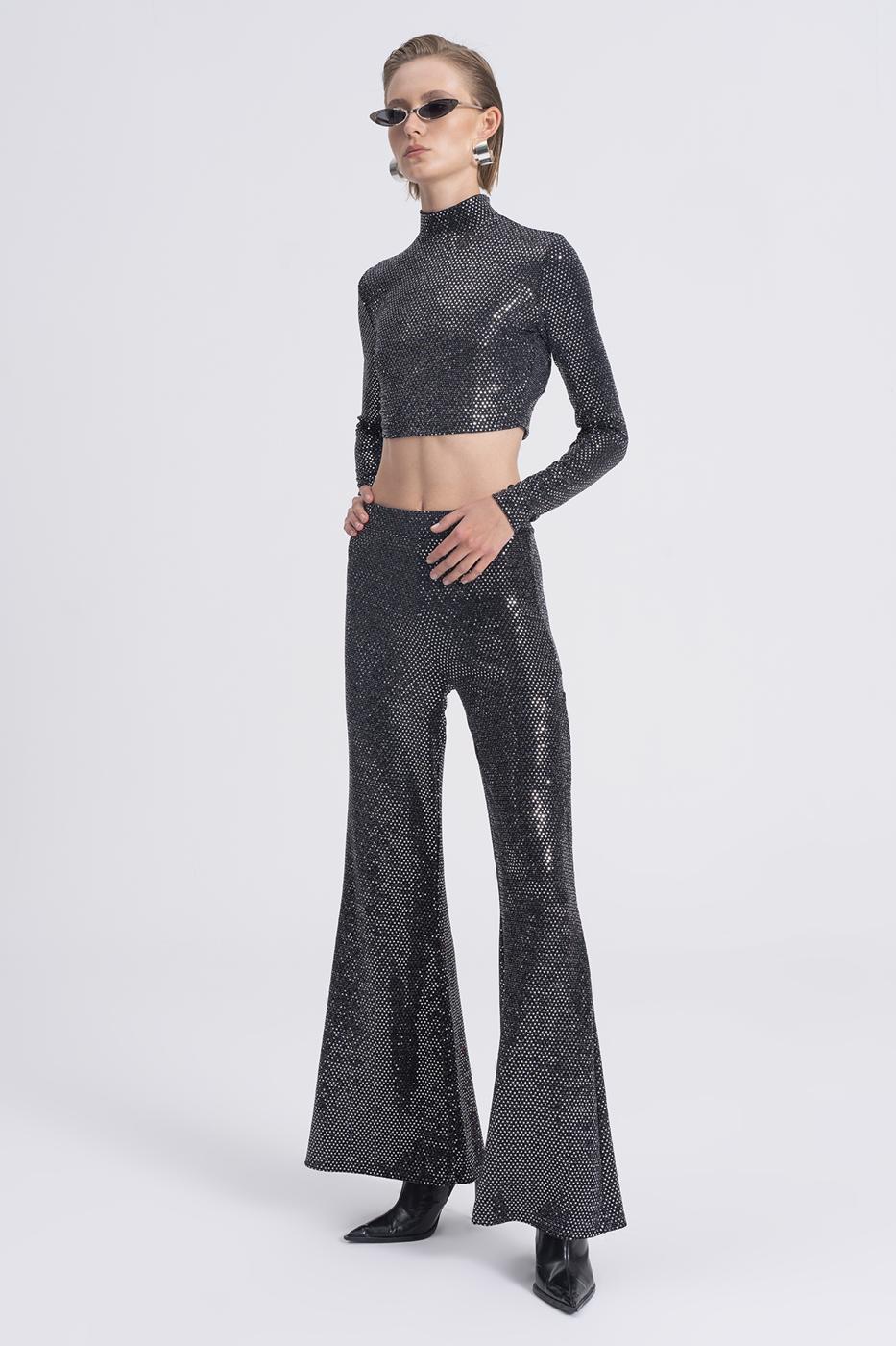 BSL Women Flare Leg Sequined Trousers - Hillsboro