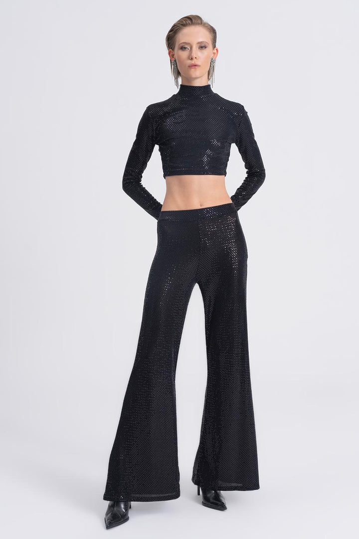 BSL Women Flare Leg Sequined Trousers - Beaverton