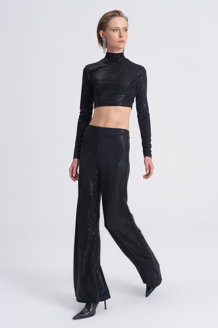 BSL Women Flare Leg Sequined Trousers - Beaverton