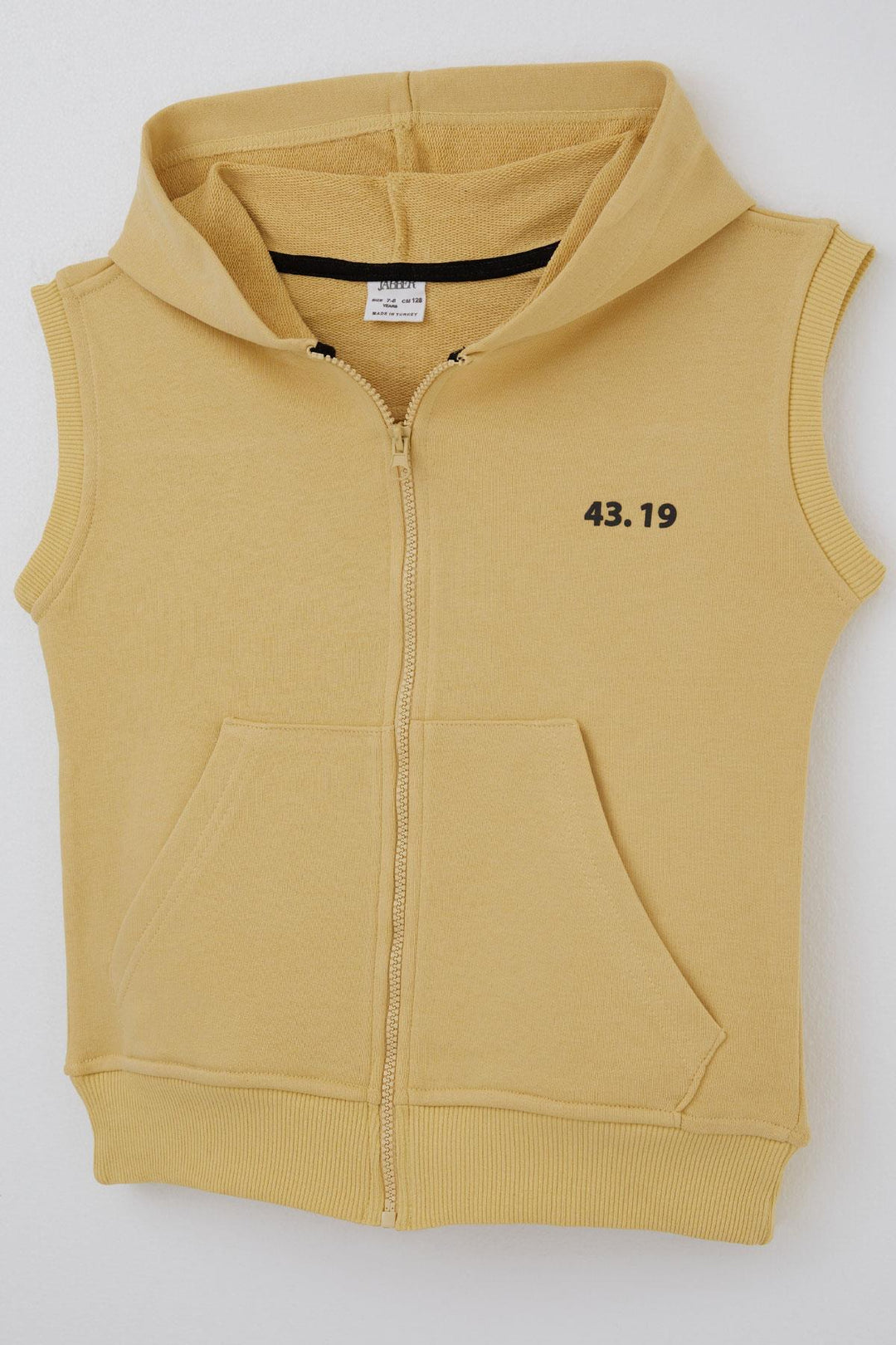 BRE Jabber Boy's Vest with Zipper and Hood Printed Back 42 Years, Mustard Yellow - Galeana
