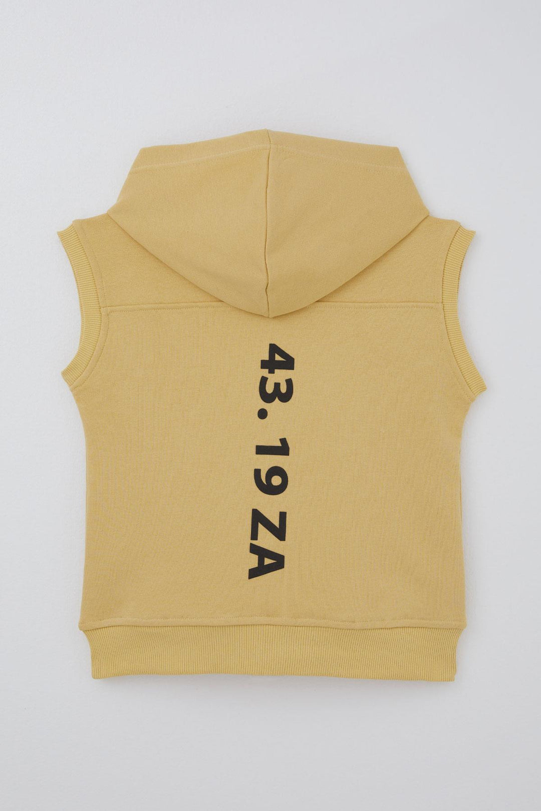 BRE Jabber Boy's Vest with Zipper and Hood Printed Back 42 Years, Mustard Yellow - Brockton