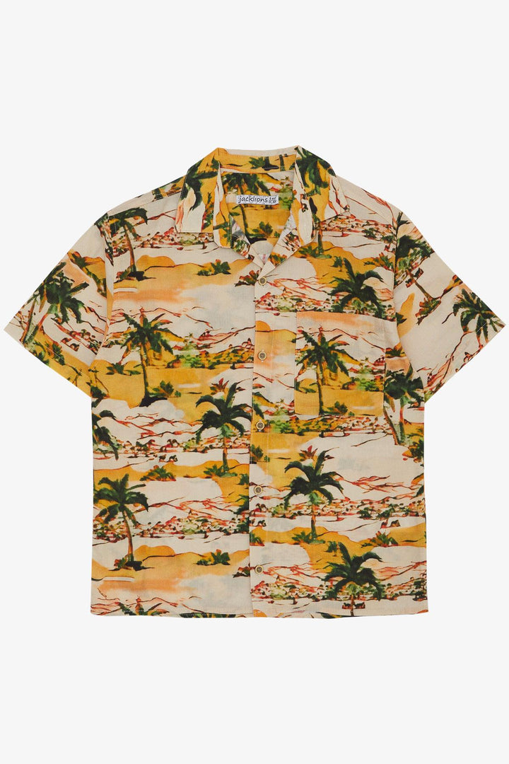 BRE Jack Lions Boys' Shirt Nature Themed with Palm Tree Pattern 104 Years, Mixed Color - Clay