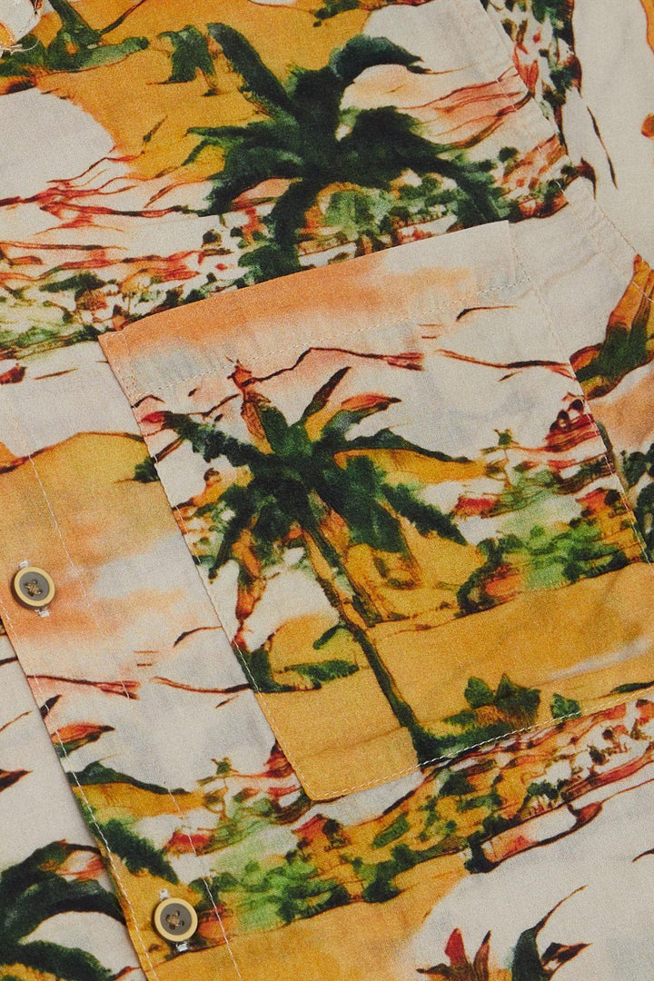 BRE Jack Lions Boys' Shirt Nature Themed with Palm Tree Pattern 104 Years, Mixed Color - Clay