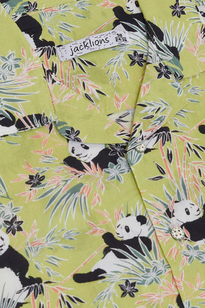 BRE Jack Lions Boys' Shirt Fun Panda Patterned 1.5-5 Years, Pistachio Green - Chelsea