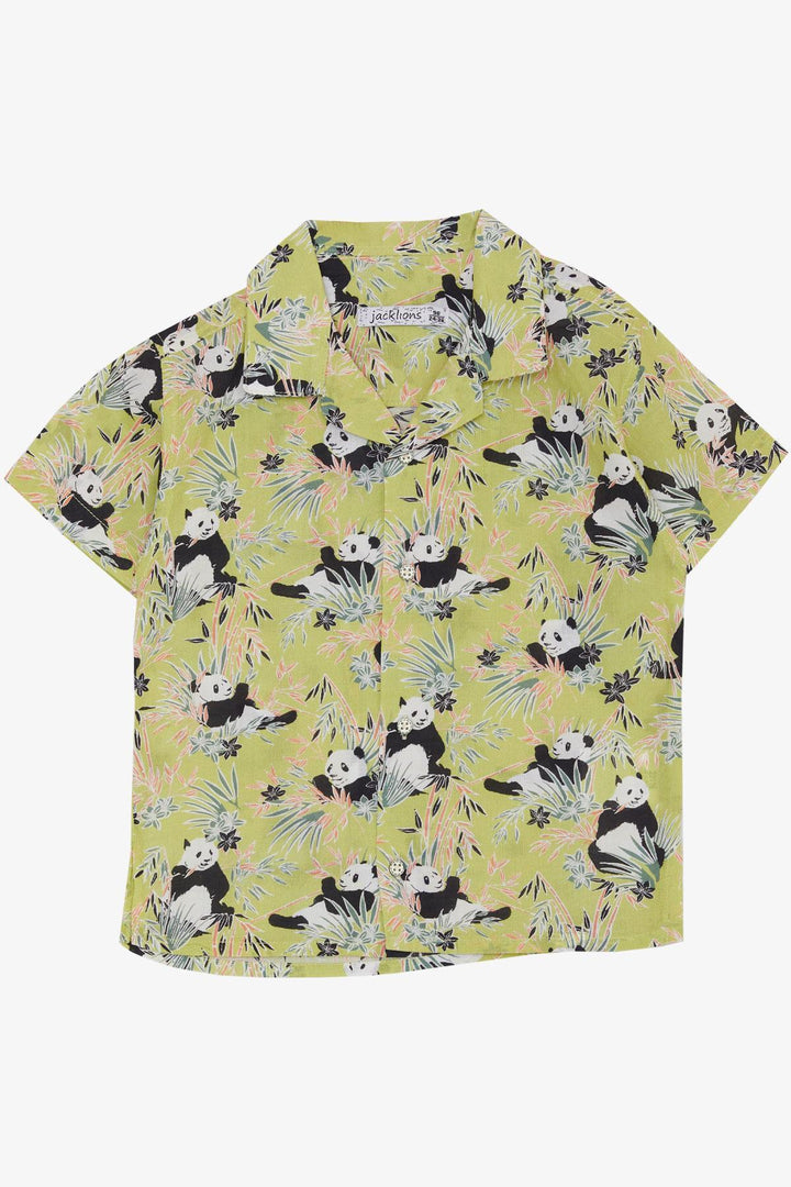 BRE Jack Lions Boys' Shirt Fun Panda Patterned 1.5-5 Years, Pistachio Green - Chelsea