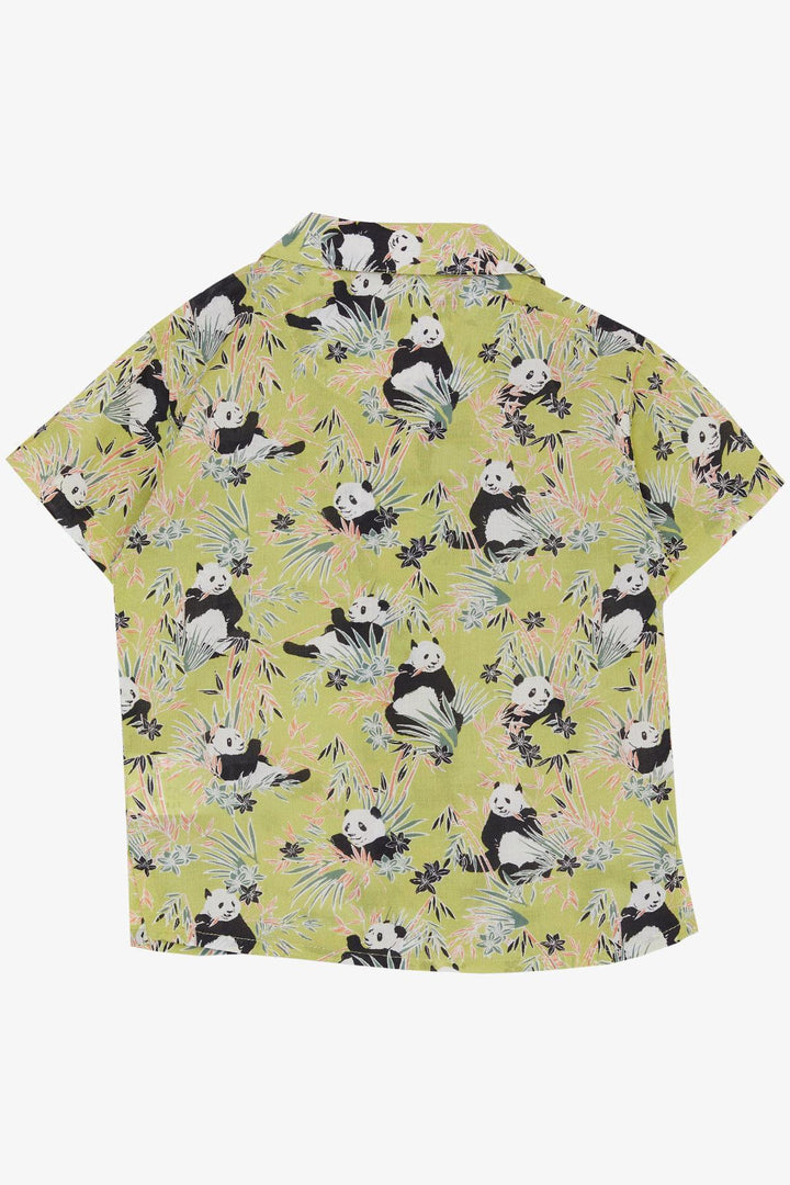 BRE Jack Lions Boys' Shirt Fun Panda Patterned 1.5-5 Years, Pistachio Green - Chelsea