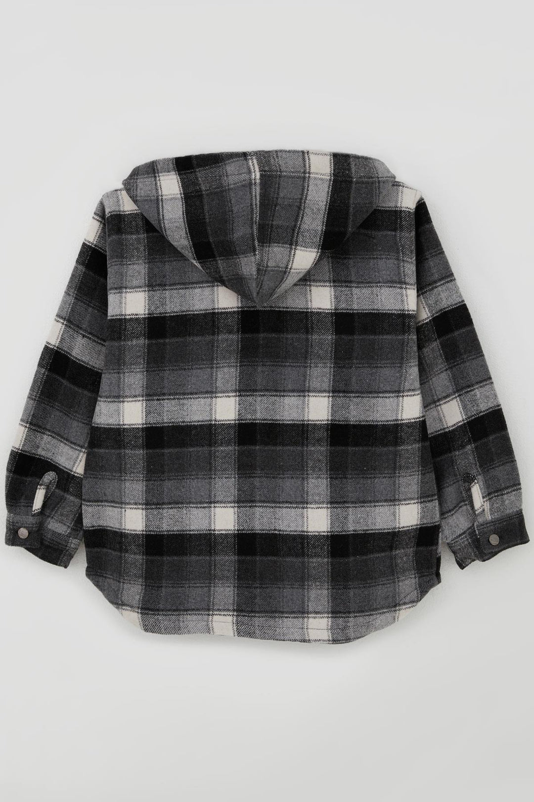 BRE Jack Lions Boys' Jacket Plaid Patterned Hooded Buttoned Pocketed 5-9 Years, Grey - Vicenza