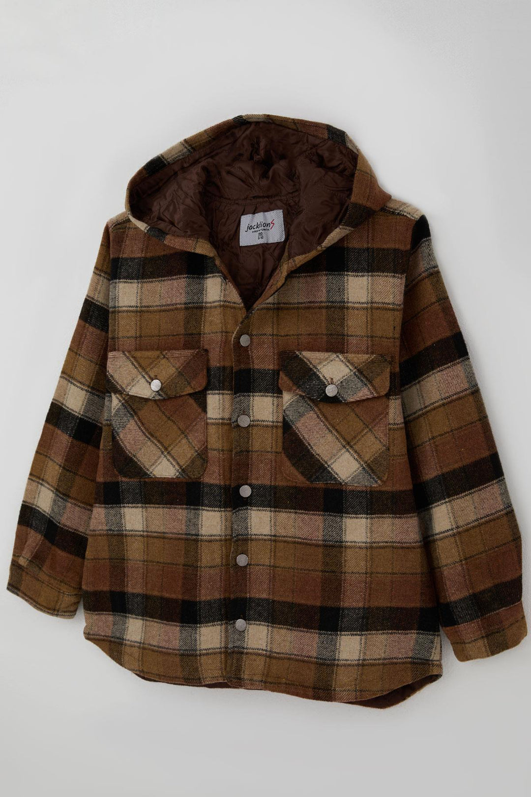 BRE Jack Lions Boys' Jacket with Plaid Pattern Hooded Buttoned 104 Years, Mixed Color - Bethesda