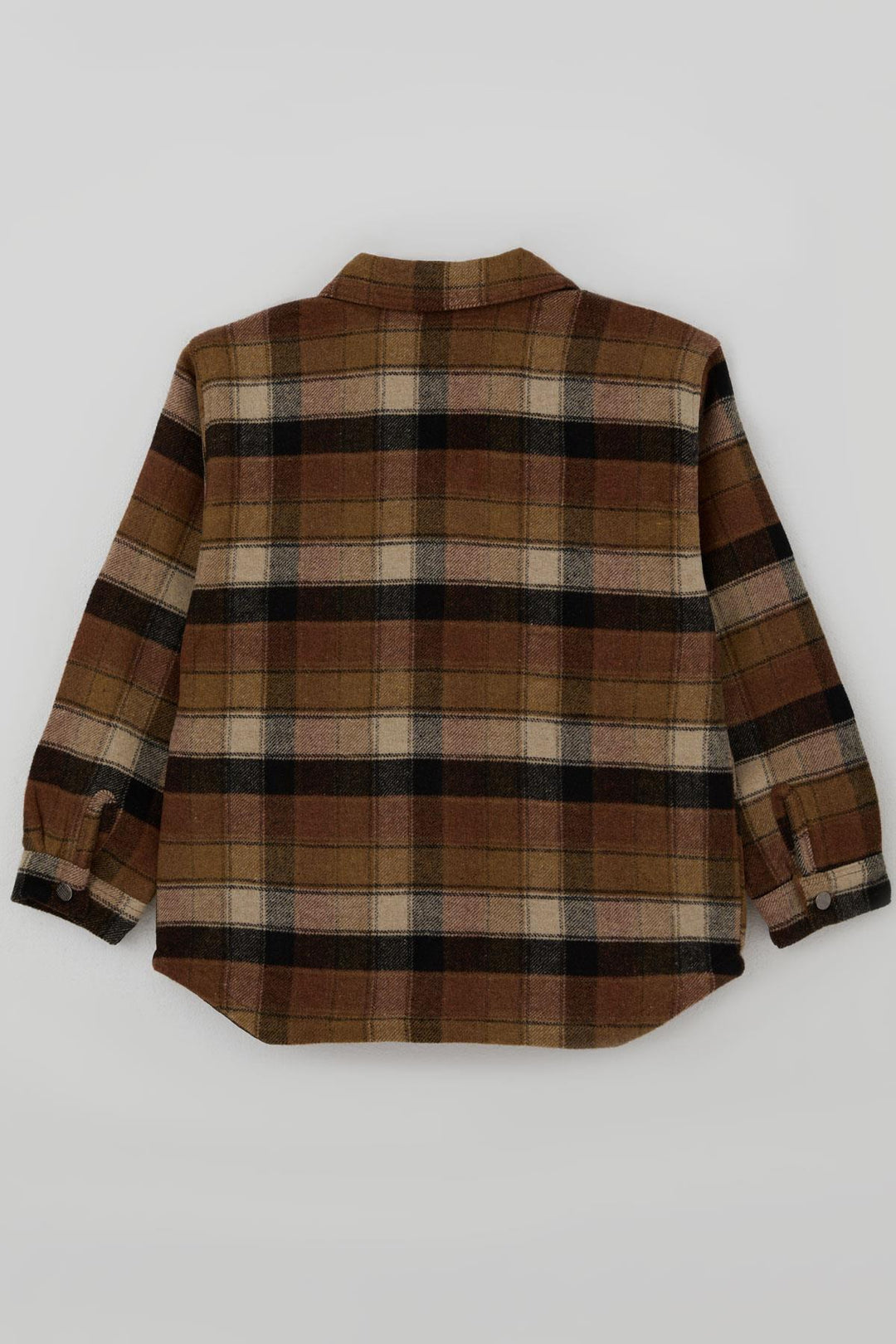 BRE Jack Lions Boys' Jacket with Plaid Pattern, Buttoned Pockets, 5-9 Years, Brown - Raleigh