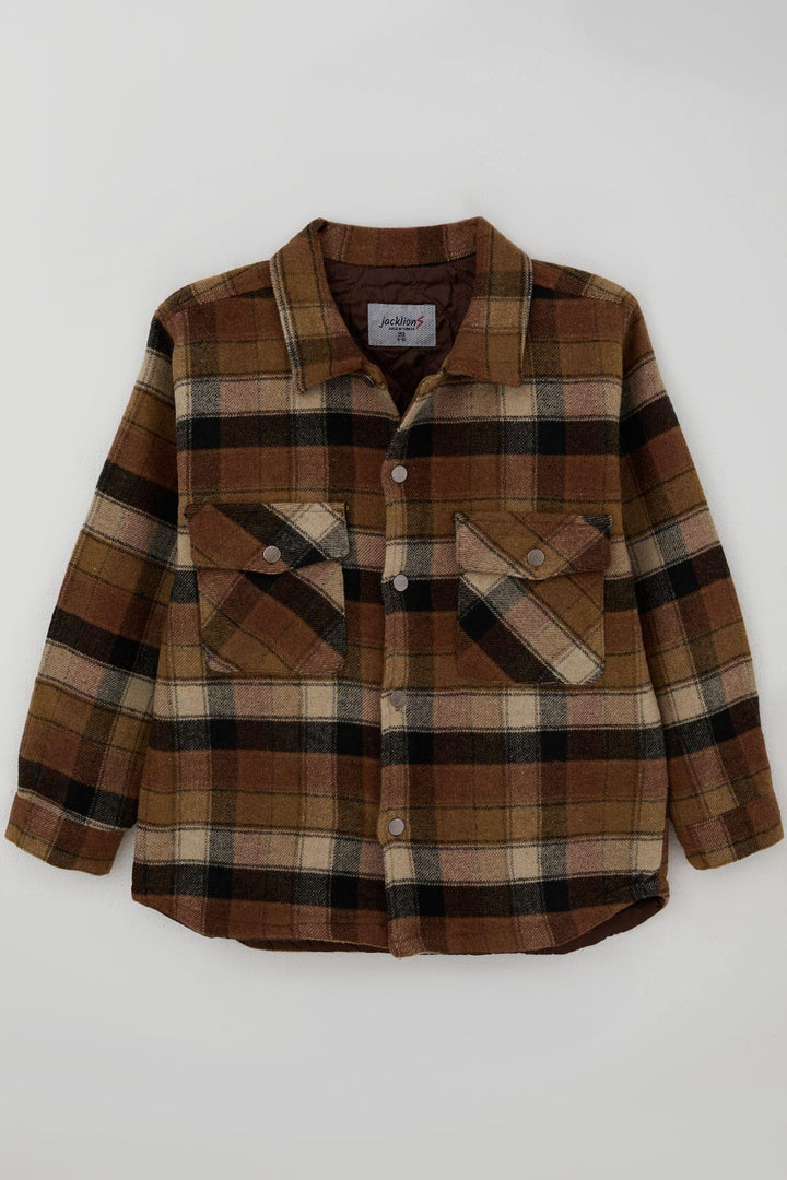 BRE Jack Lions Erkek Çocuk Mont Ekose Desenli Düğmeli Cepli 104 Yaş, Kahverengi - Hendersonville