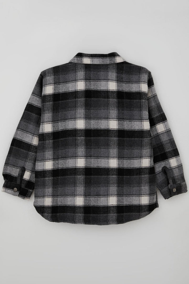 BRE Jack Lions Boys' Jacket with Checkered Pattern, Buttoned, Pocketed, 5-9 Years, Gray - Dolores Hidalgo Cuna de la Independencia Nacional