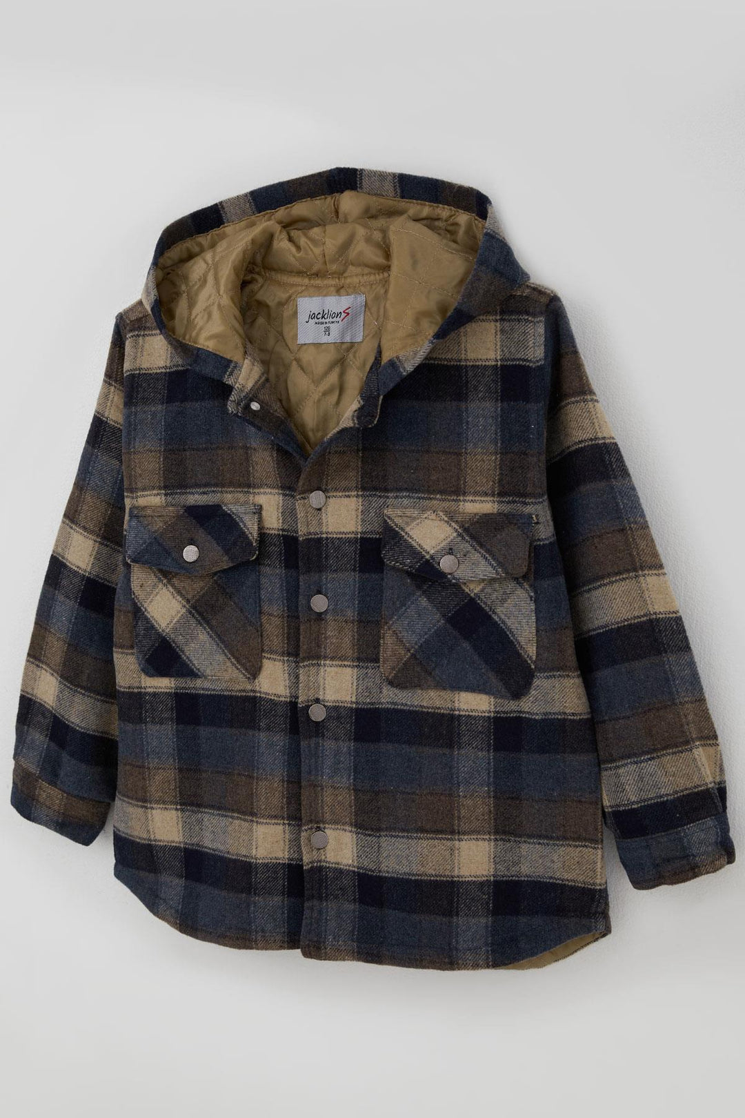 BRE Jack Lions Erkek Çocuk Mont Ekose Desenli Kapüşonlu Düğmeli 5-9 Yaş, Karışık Renk - Leiria