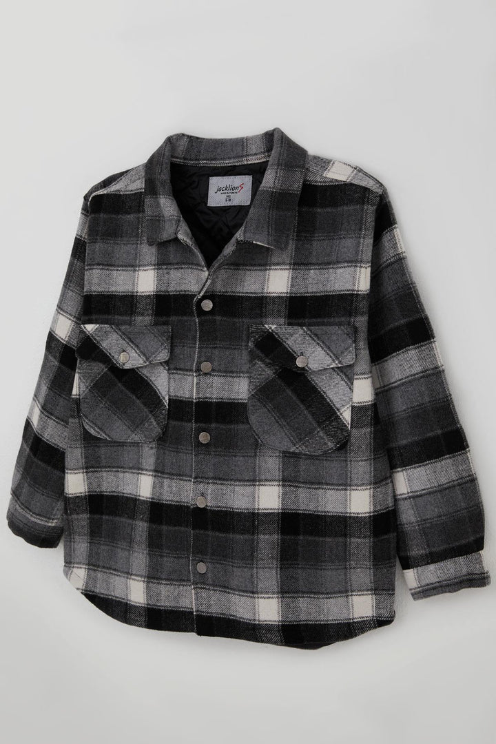 BRE Jack Lions Boys' Jacket with Checkered Pattern, Buttoned Pockets, 104 Years, Grey - Meriden