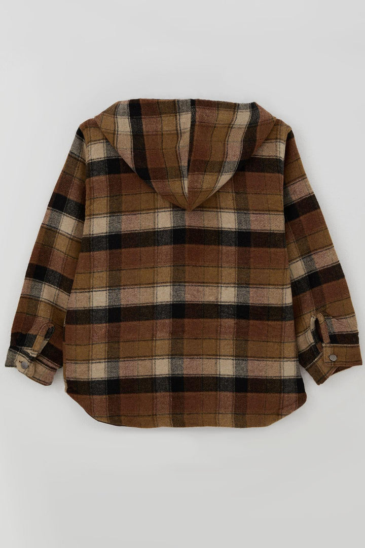 BRE Jack Lions Boys' Jacket Plaid Patterned Hooded Buttoned 5-9 Years, Mixed Color - Everett