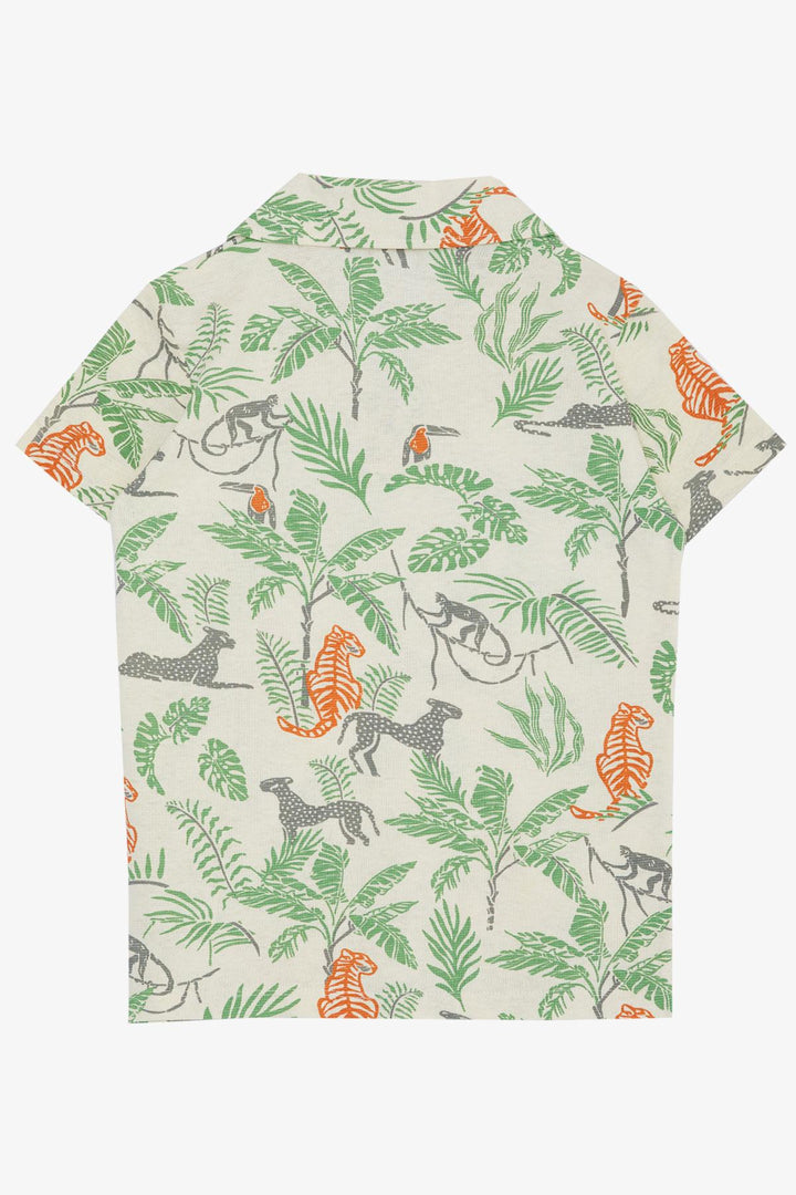 BRE Jack Lions Boys' T-shirt Forest Themed Animal Patterned 54 Years, Ecru - Lodi