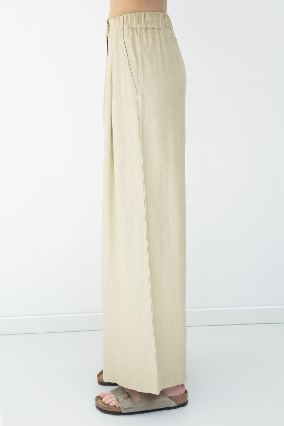 BSL Women Linen Blend Pleated Loose Trousers - Ravensburg
