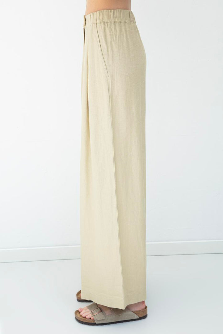 BSL Women Linen Blend Pleated Loose Trousers - Ravensburg
