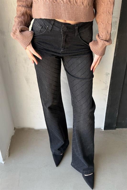 MDX Black High Waist Rhinestone Women's Jeans MG2271 - Del Rio