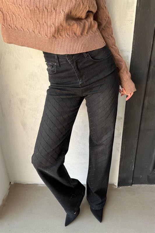 MDX Dark Black High Waist Rhinestone Women's Jeans MG2271 - St. Charles