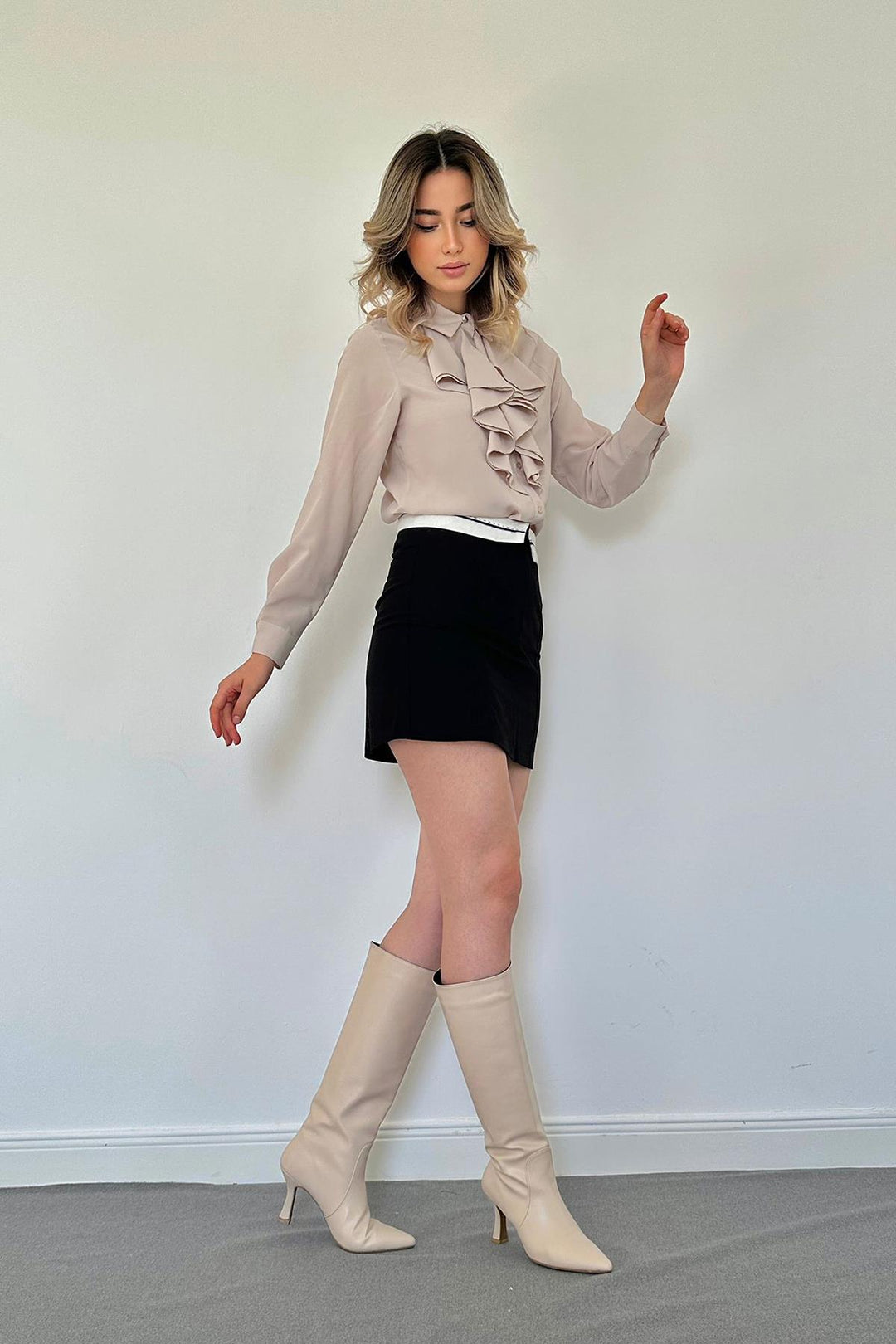 ELS Jesica Stone Button Detailed Shirt - Stone - Potsdam