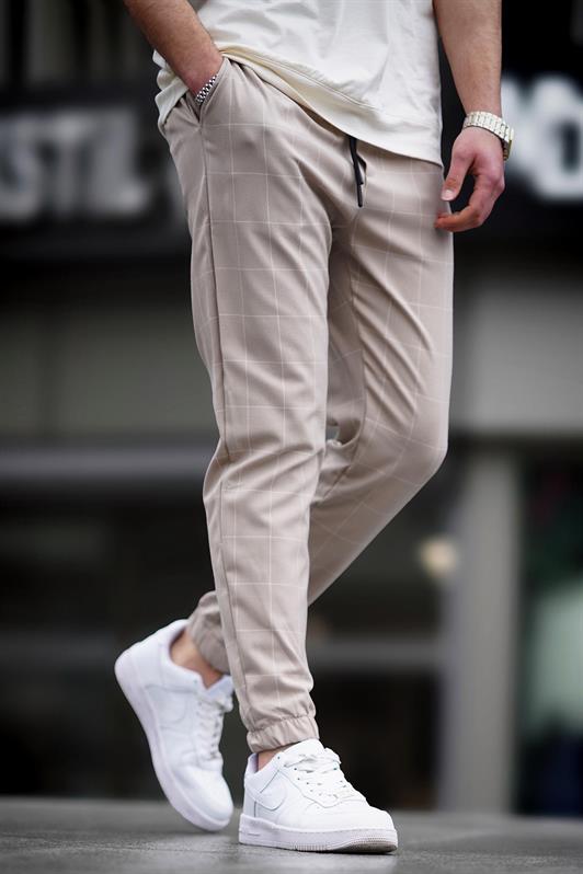 MDX Madmext Checkered Beige Jogger Mad4081 - Myrhorod