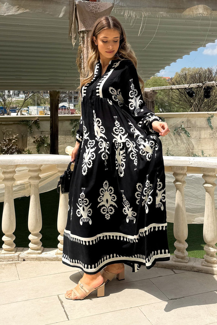 MPL Woman Patterned Dress 2423 - Houten