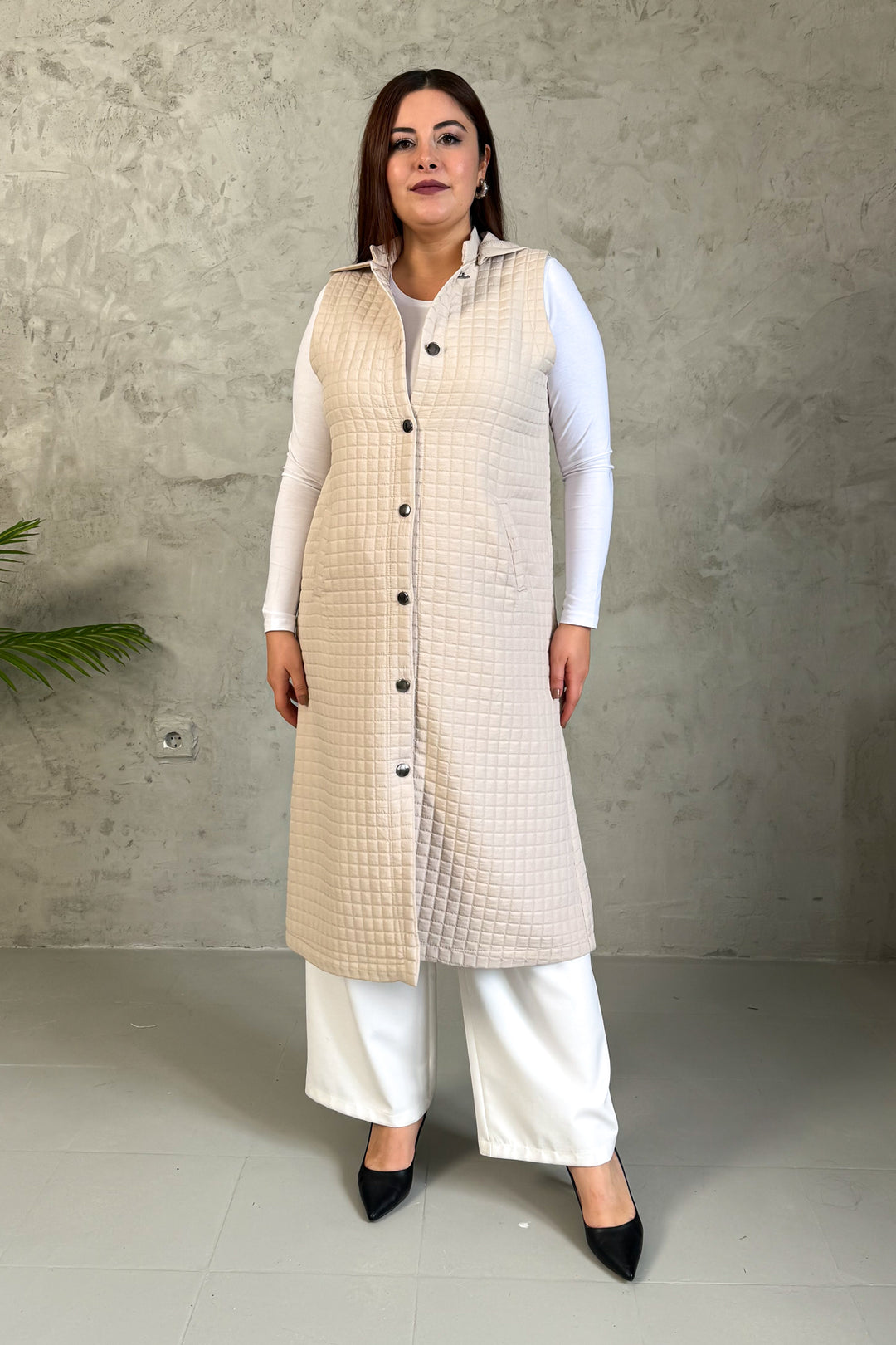 MPL Woman's Quilted Long Vest with Fringes 7544 - Colomiers