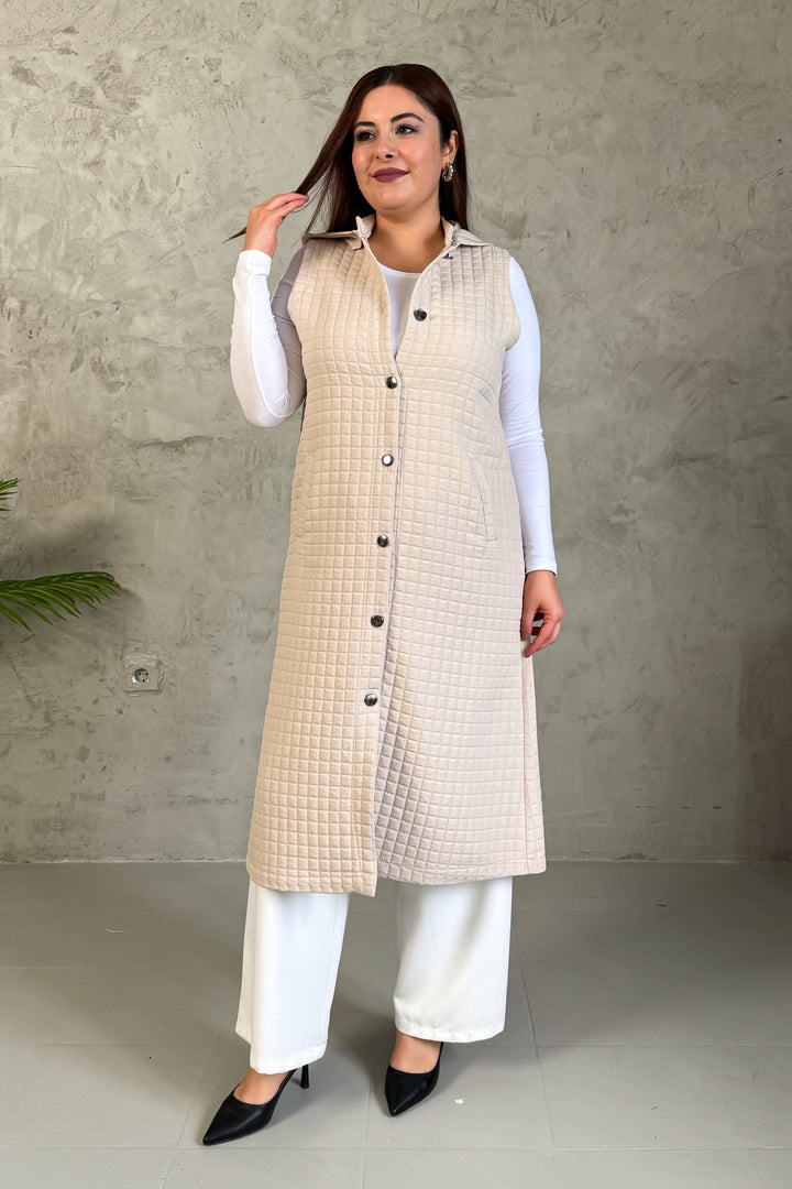MPL Woman's Quilted Long Vest with Fringes 7544 - Colomiers