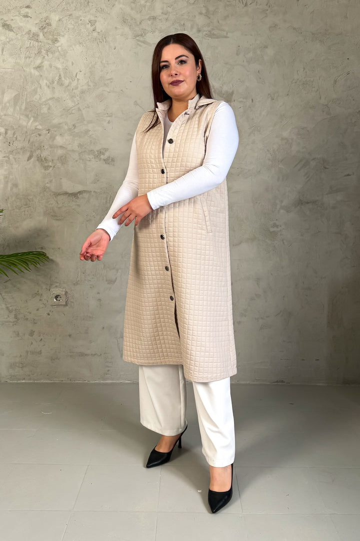 MPL Woman's Quilted Long Vest with Fringes 7544 - Colomiers