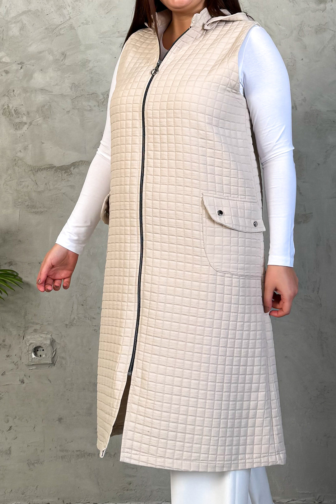 MPL Woman Quilted Zippered Long Vest 7545 - Las Vegas