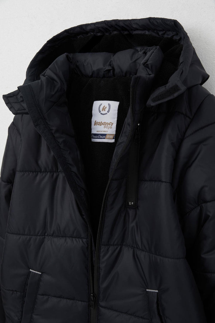 BRE Quilted Boy's Jacket with Hood and Polar Lining, 6-9 Years, Navy Blue - Balingen
