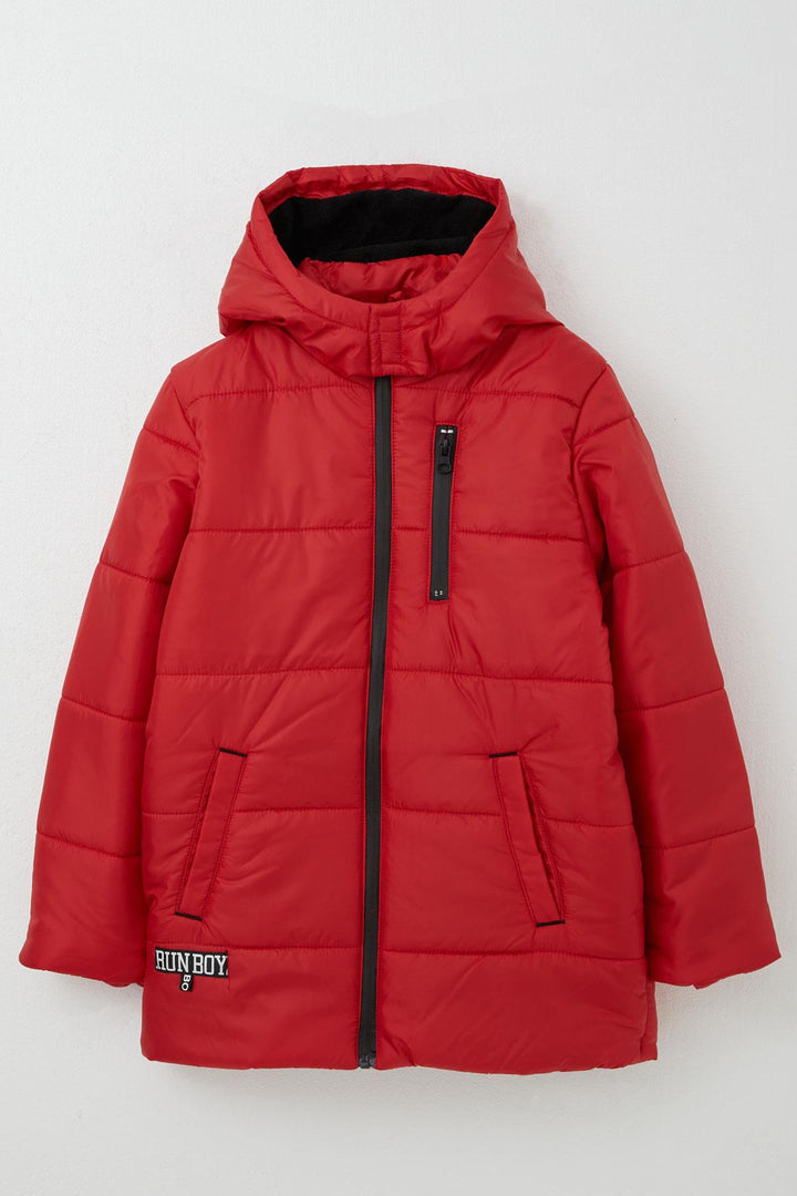 BRE Quilted Boy's Jacket with Inner Fleece Hood 6-9 Years, Red - Buchholz in der Nordheide