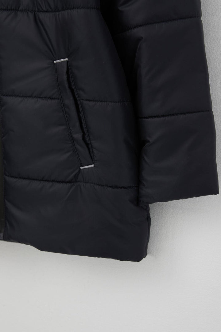 BRE Quilted Boy's Jacket with Hood and Polar Lining, 103 Years, Navy Blue - Bagneux