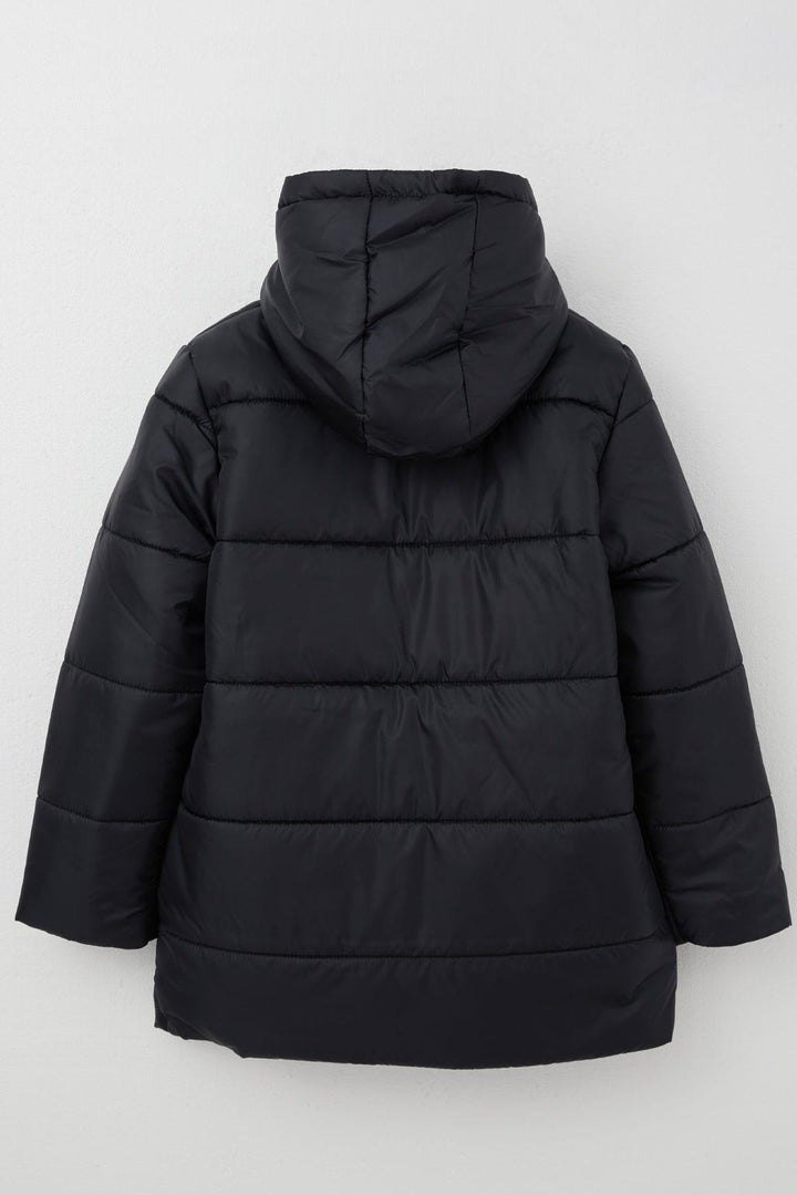 BRE Quilted Boy's Jacket with Hood and Polar Lining, 103 Years, Navy Blue - Bagneux