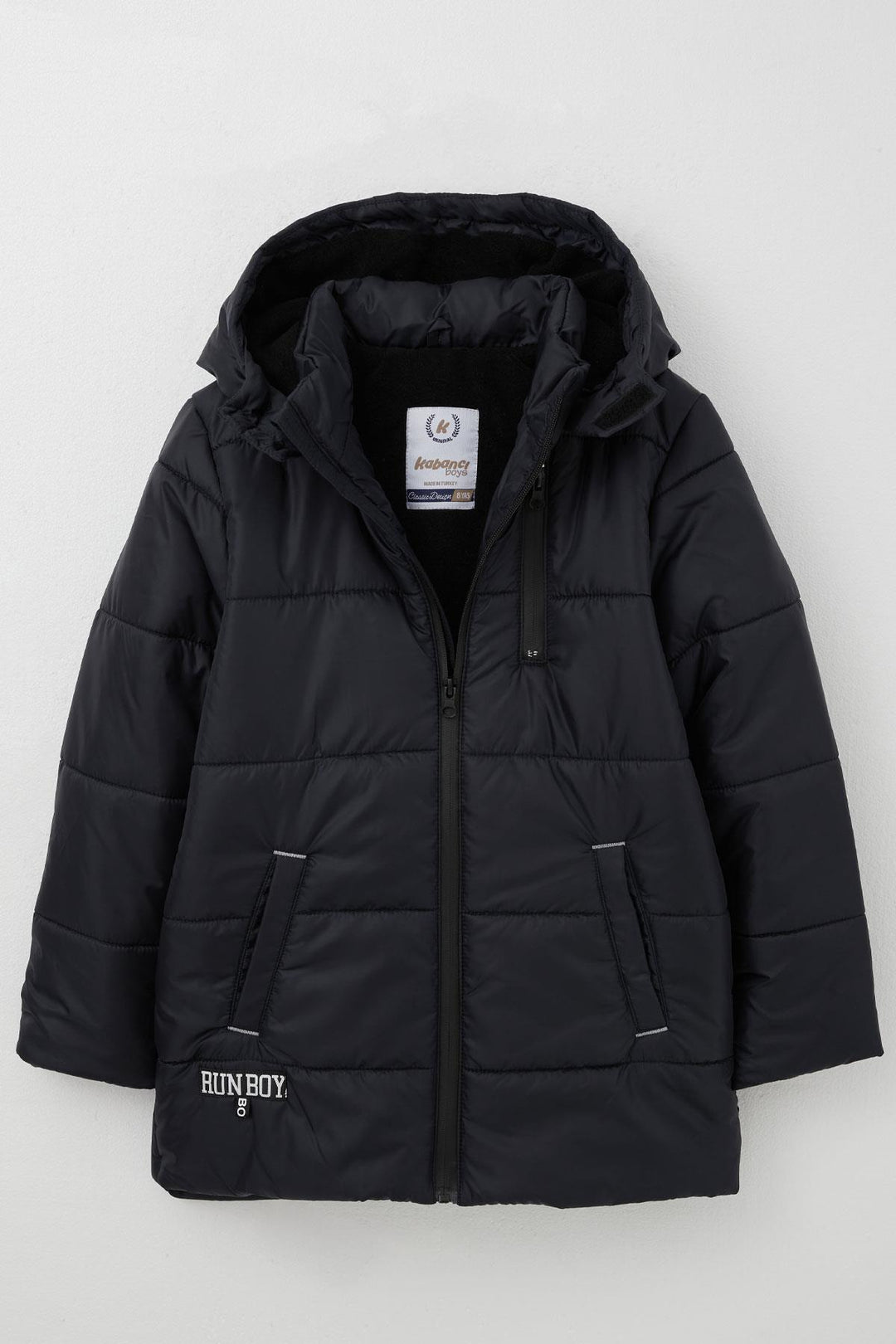 BRE Quilted Boy's Jacket with Hood and Polar Lining, 6-9 Years, Navy Blue - Balingen