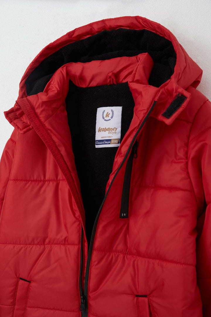 BRE Quilted Boy's Jacket with Inner Fleece Hood 6-9 Years, Red - Buchholz in der Nordheide