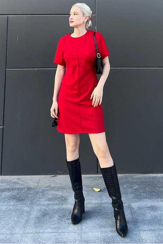 MDX Red Short Sleeve Basic Mini Dress MG2024 - Bettendorf