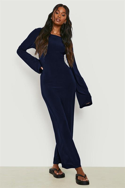 MDX Navy Boat Neck Back Detail Maxi Long Dress MG1993 - Camarillo