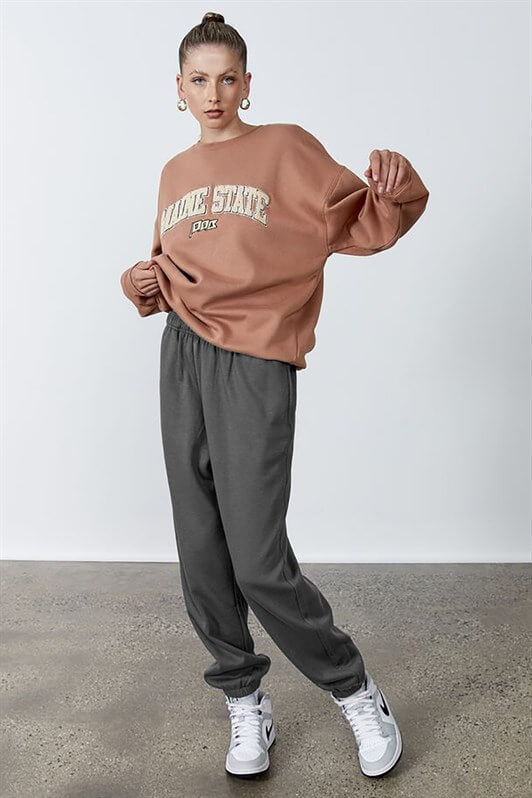 MDX Woman Anthracite Elastic Waist Oversized Sweatpants MG1235 - Águeda
